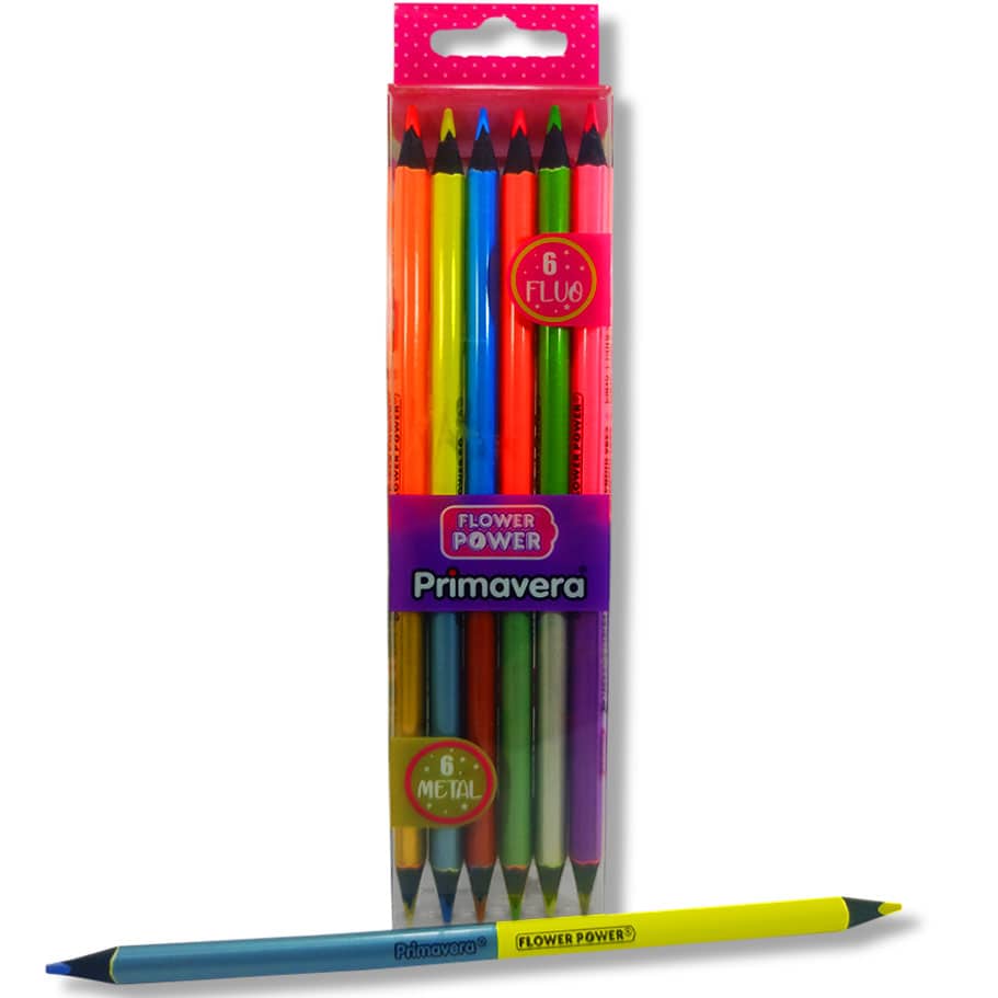 Color primavera metal y fluorescente doble punta x6
