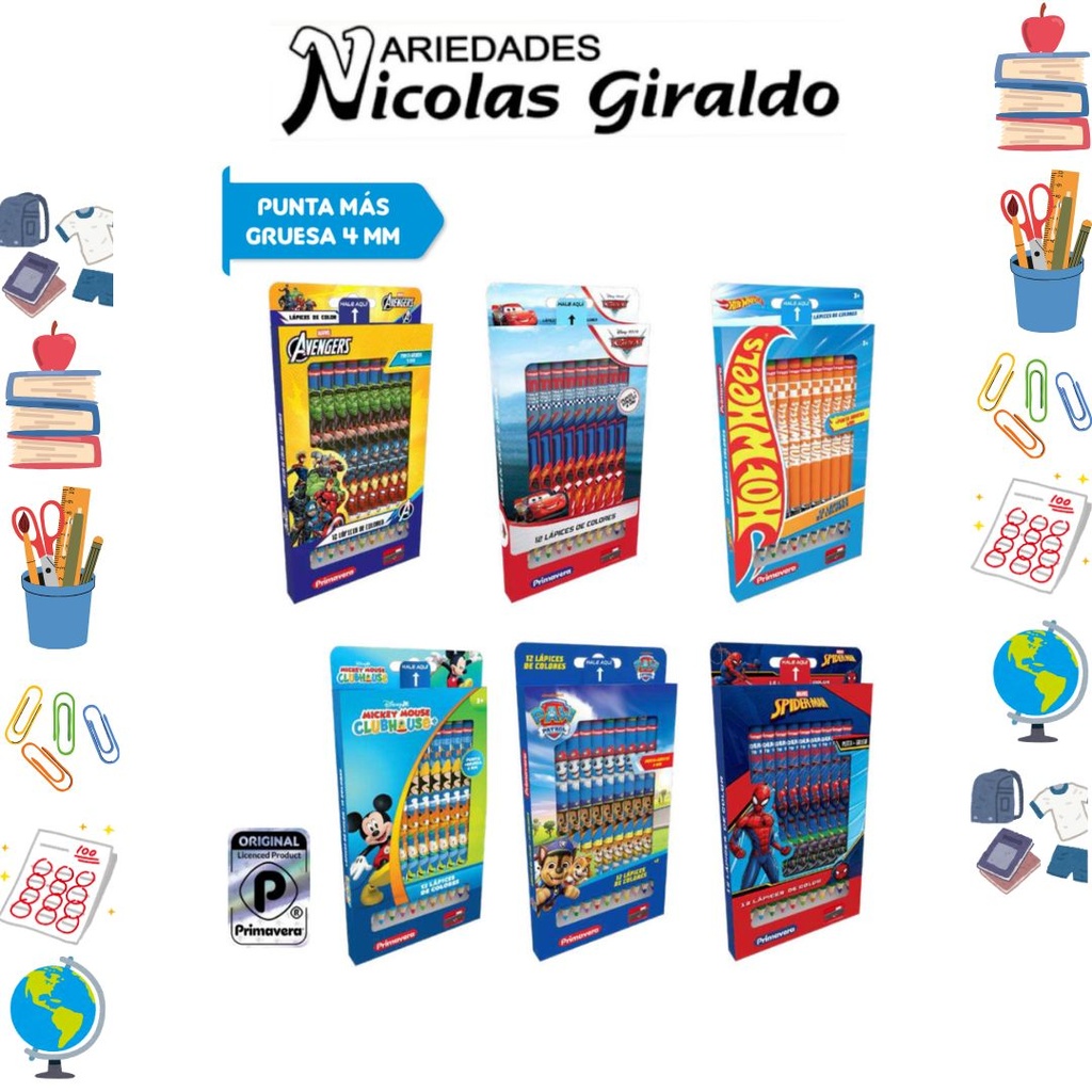 Color primavera personajes niño x12