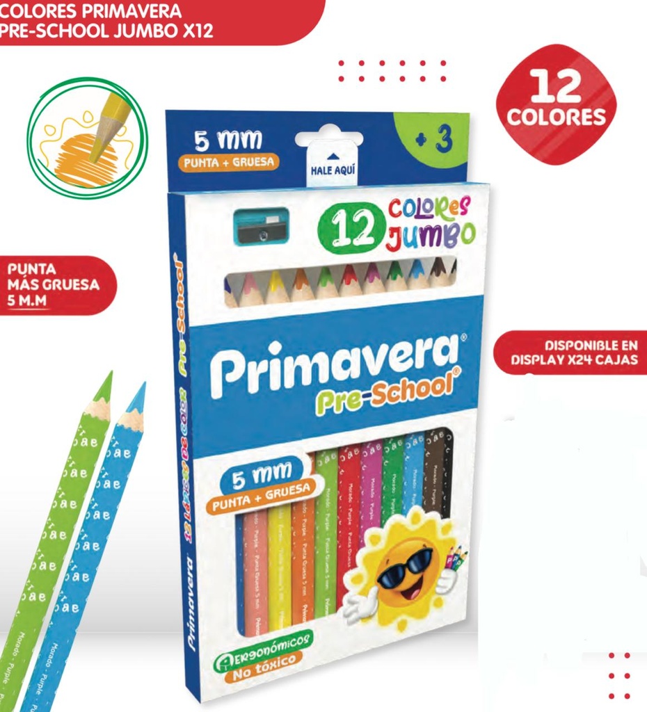 Color primavera pre-school jumbo x12