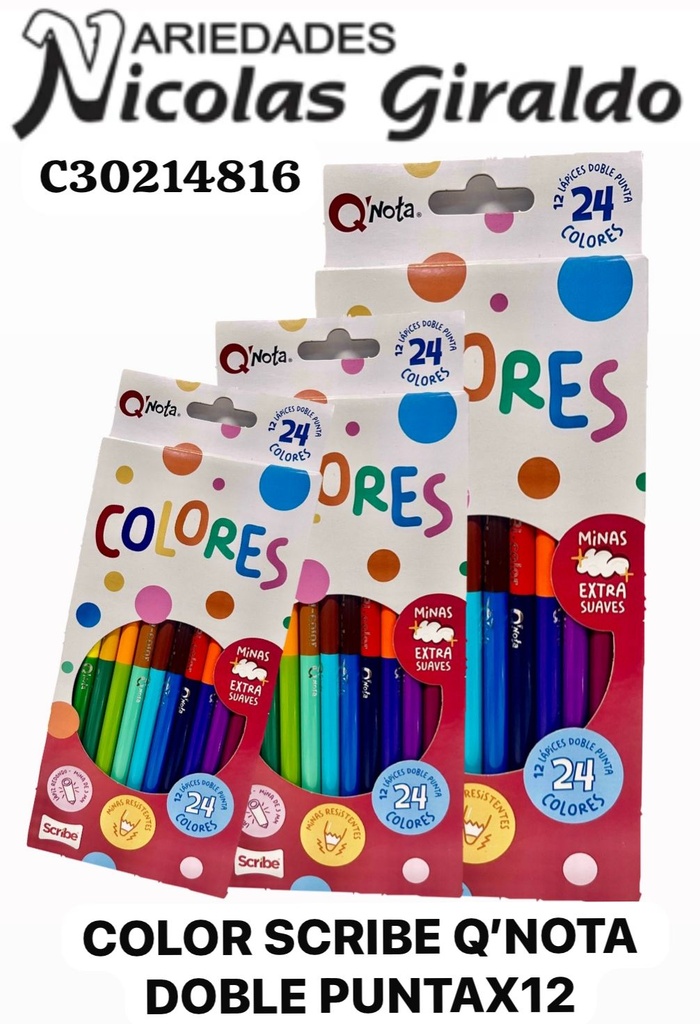 Color scribe Q'NOTA doble punta x12