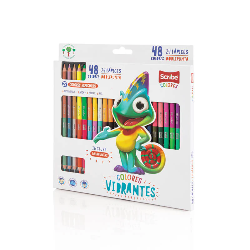 Color scribe doble punta x24 piezas 48 colores