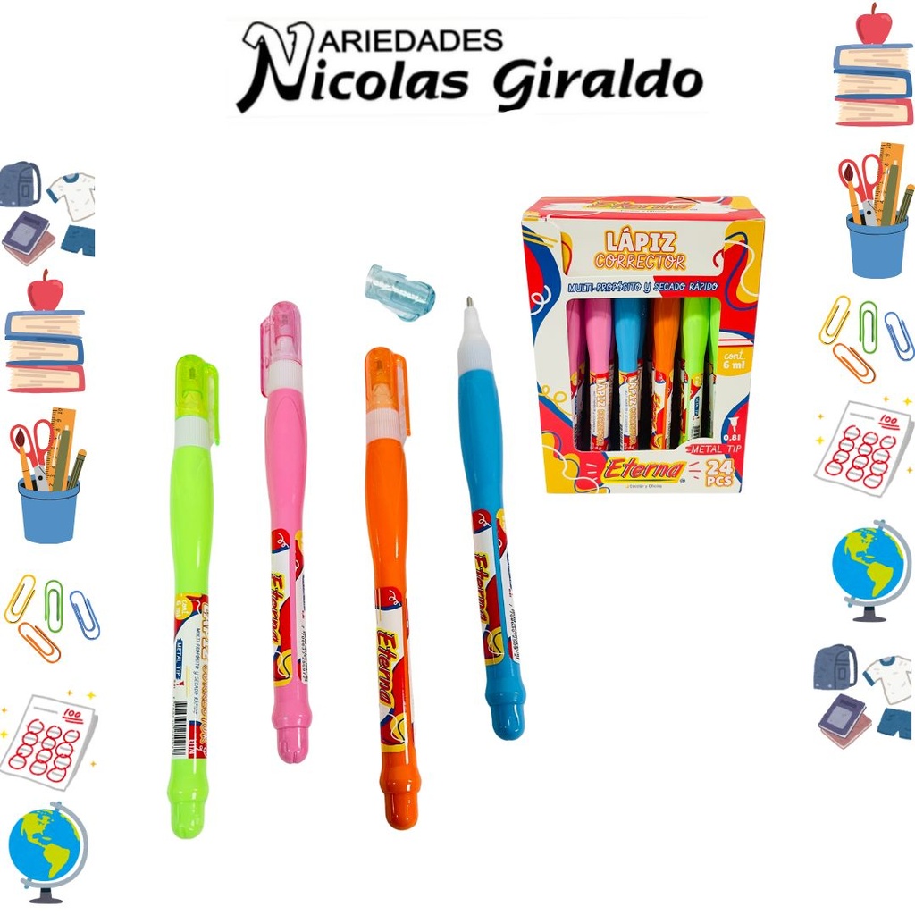 Corrector eterna 6ml color caja x24