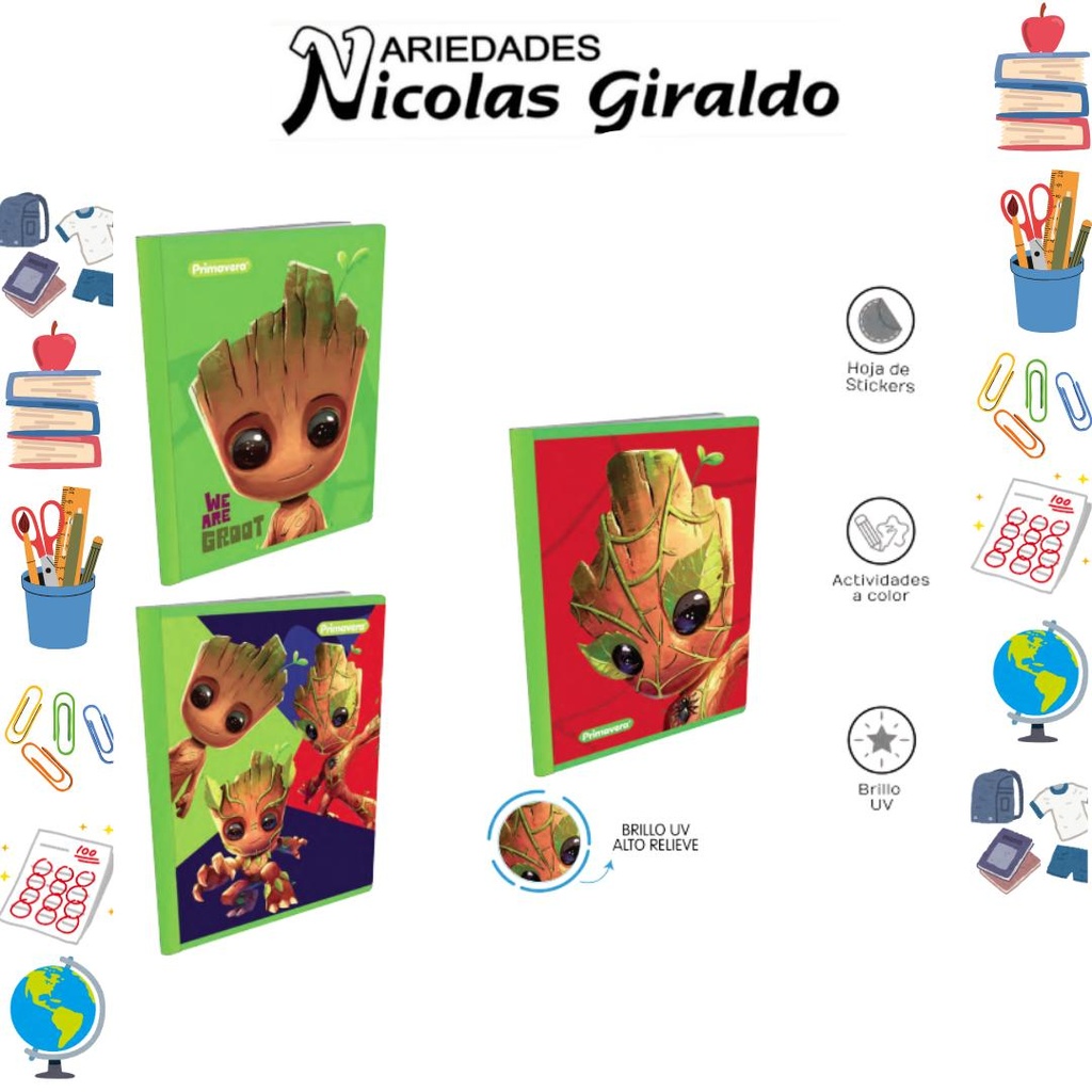 Cuaderno cosido prim. 100 H rayas groot
