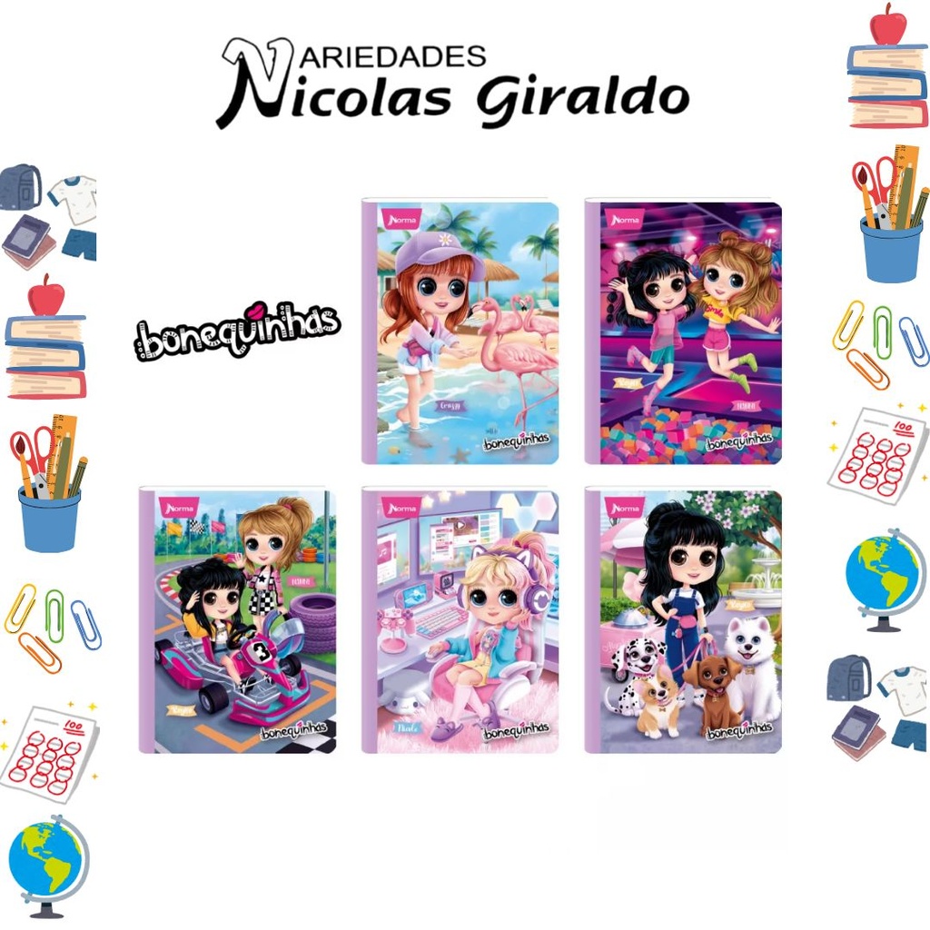 Cuaderno norma gama media bonequinhas 100H raya