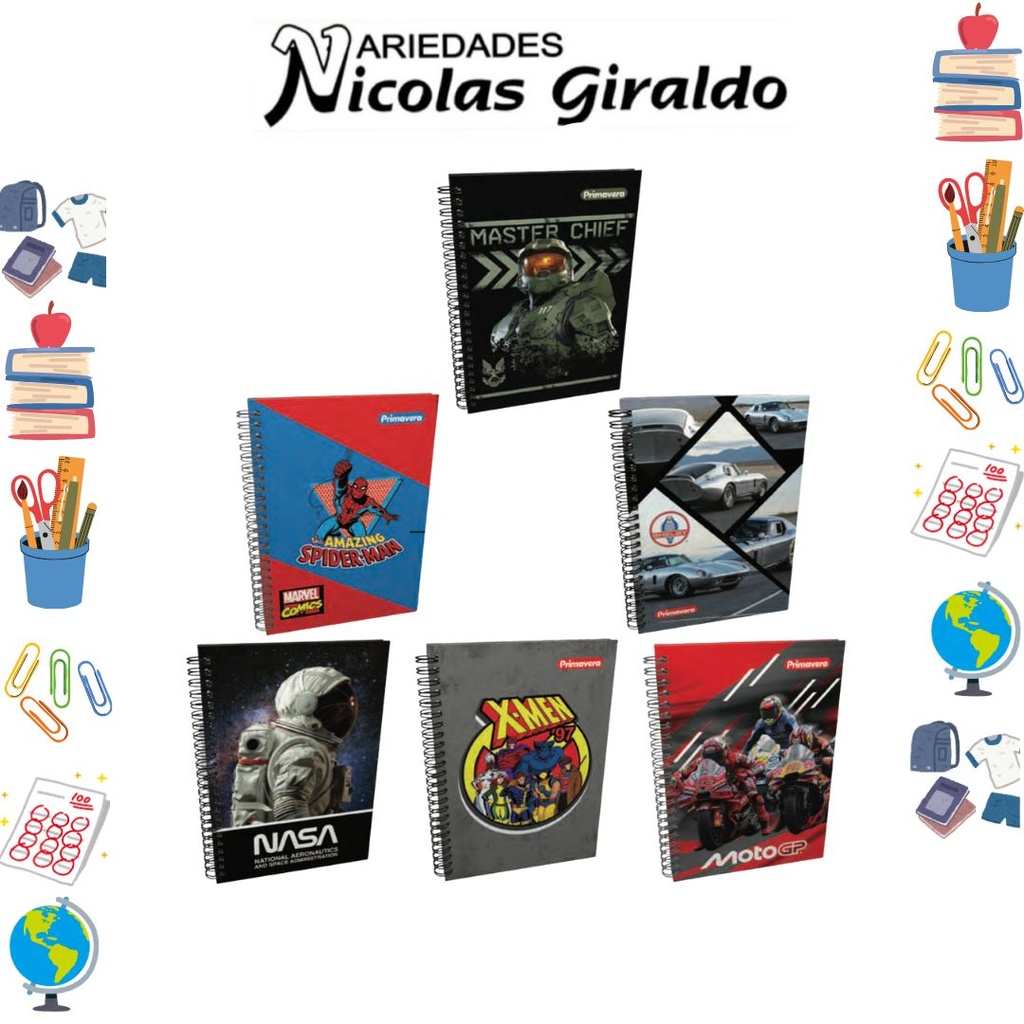 Cuaderno primavera argollado pequeño hombre raya