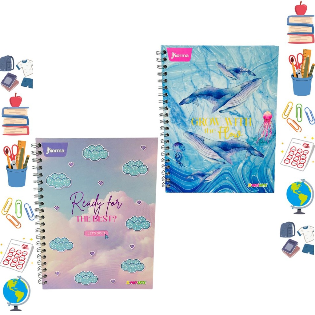 Cuaderno xpresarte argollado grande dura book femenino cuadro