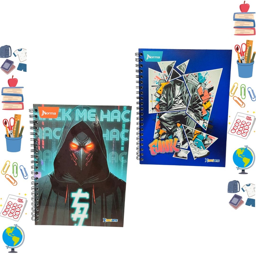 Cuaderno xpresarte argollado grande dura book masculino cuadro