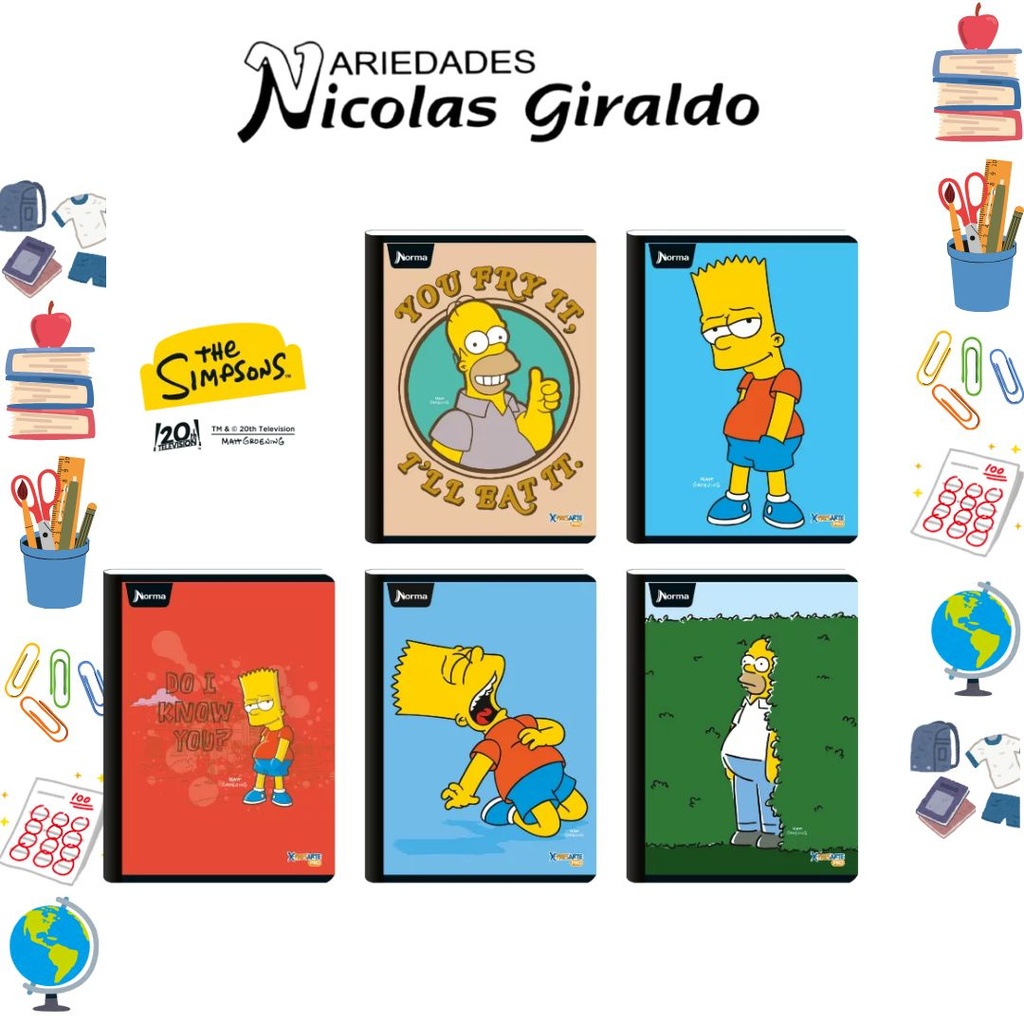 Cuaderno xpresarte cosido licencia 100 H rayas simpsons
