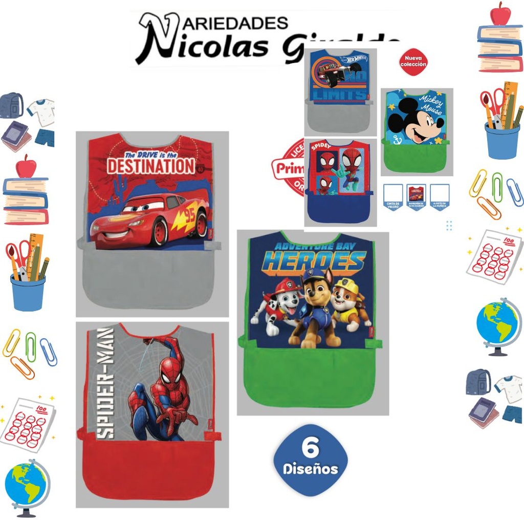 Delantal prim personaje sin manga niño