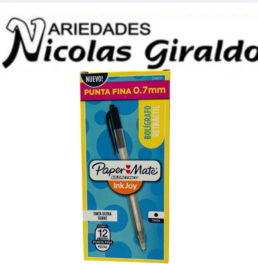 Lapicero kilometrico retractil negro .7 x12