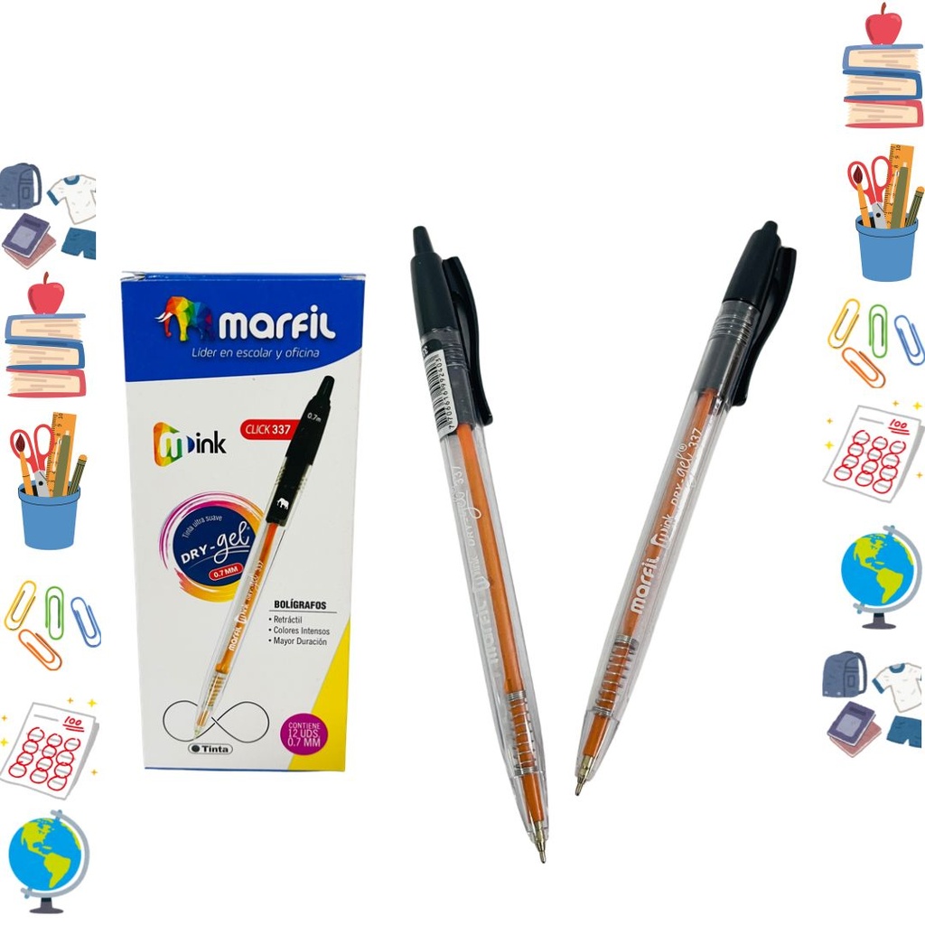 Lapicero marfil retractil negro .7 x12