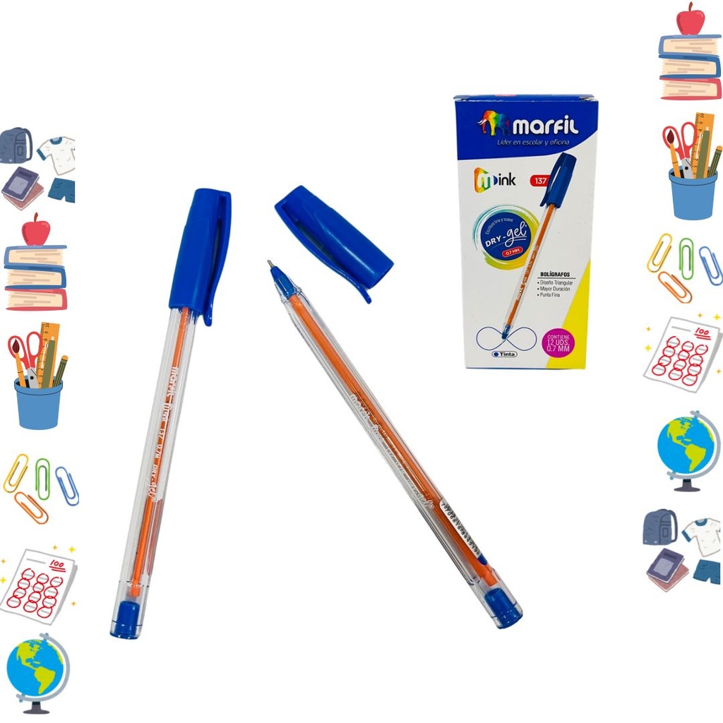 Lapicero marfil tapa azul .7 x12