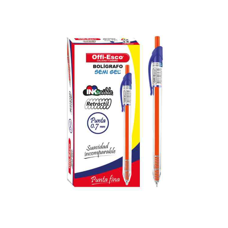 Lapicero offi-Esco rectratil azul x12