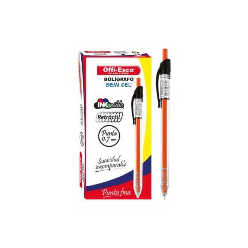 Lapicero offi-Esco rectratil negro x12
