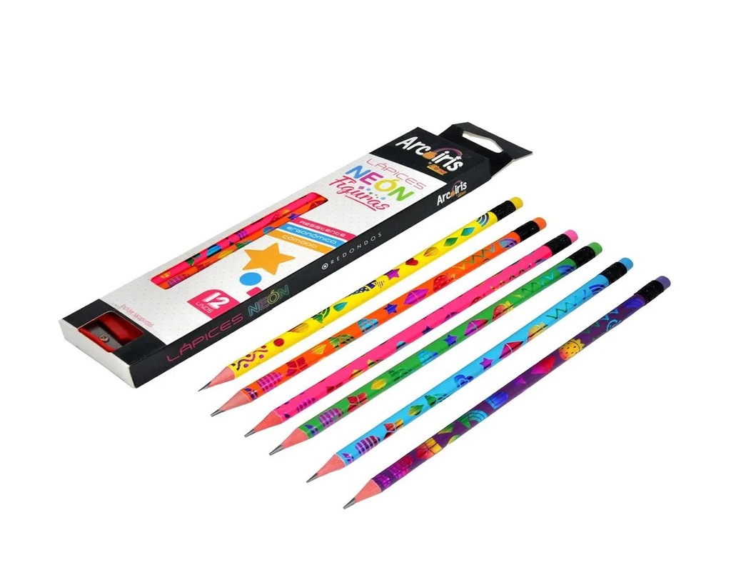 Lapiz eterna arcoiris neon figuras x12
