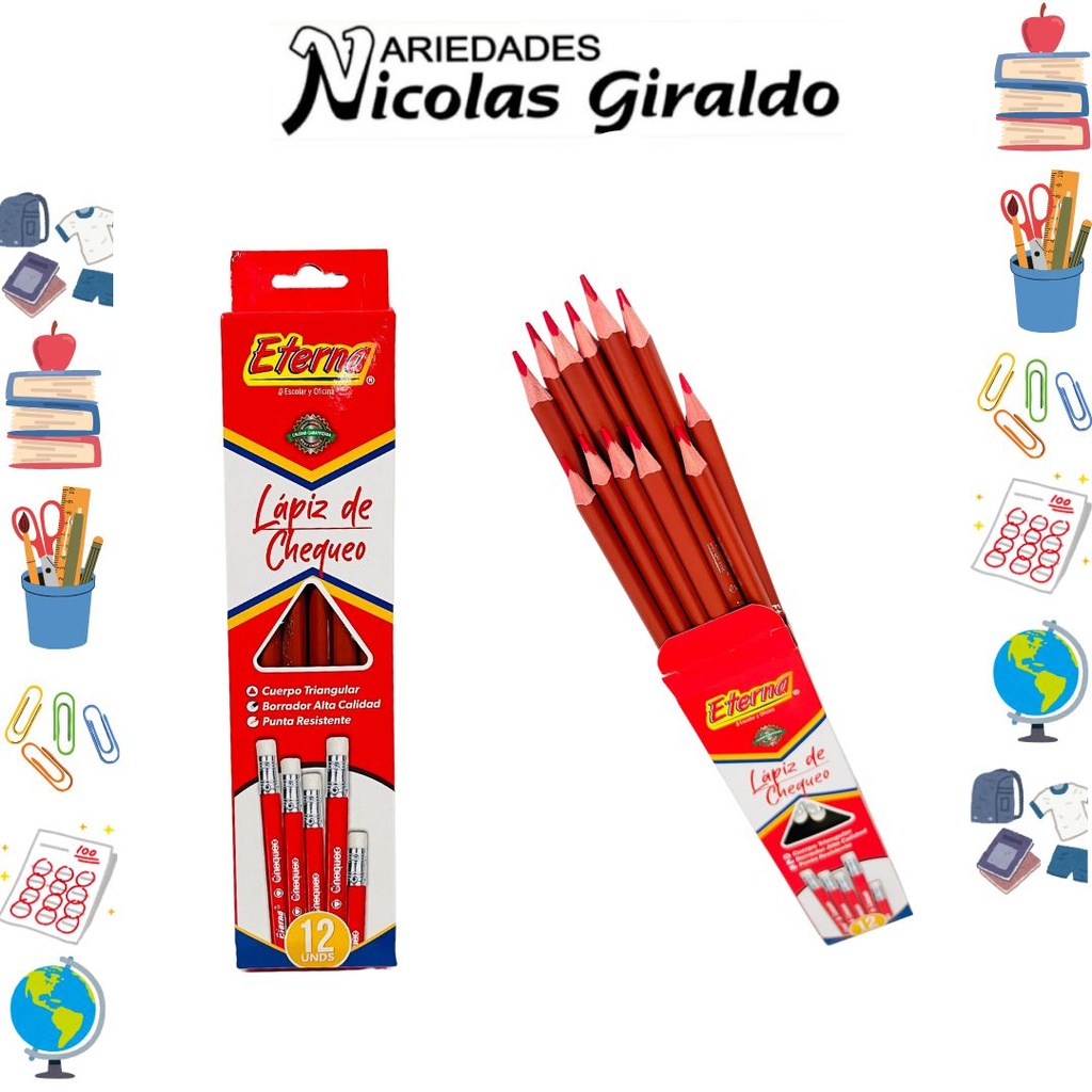 Lapiz eterna rojo x12