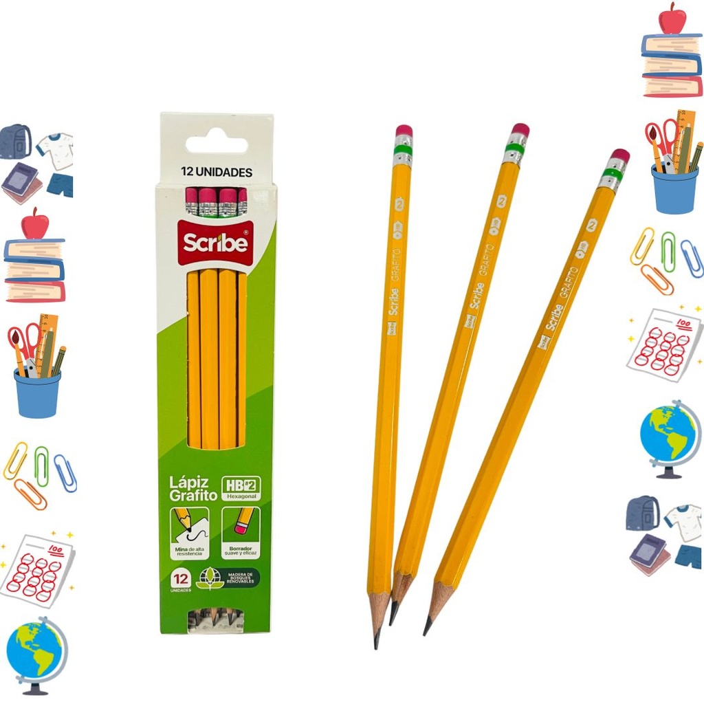 Lapiz grafito scribe x12