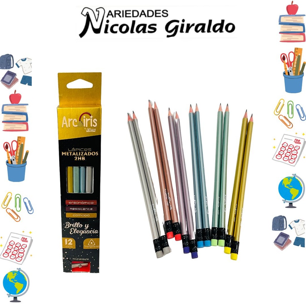 Lapiz metalizado arcoiris X12