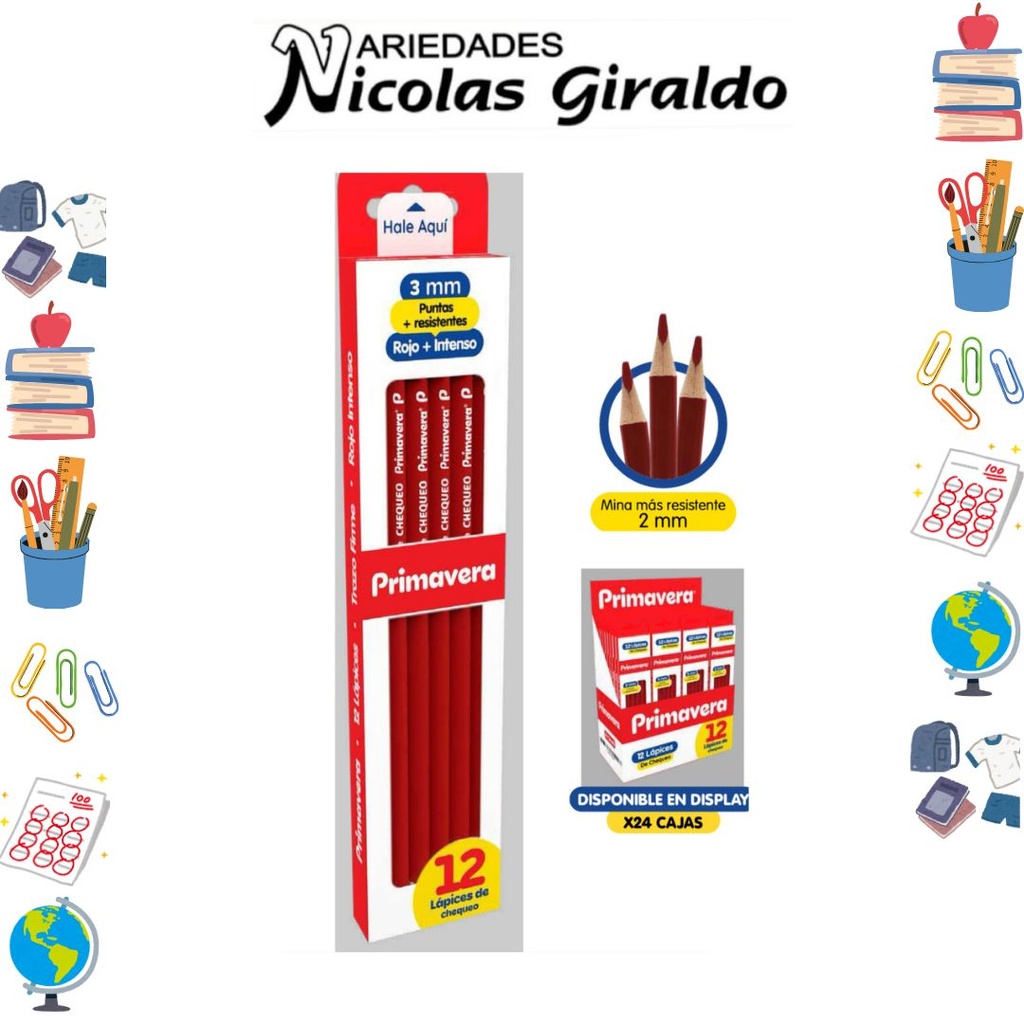 Lapiz primavera rojo x12