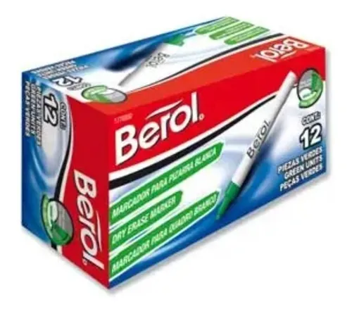 Marcador berol borrable verde caja X12 (UND $1.750)