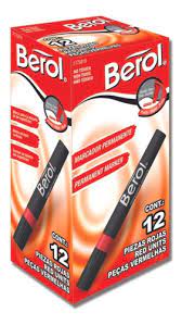 Marcador berol permanente rojo caja x12 (UND $1.200)