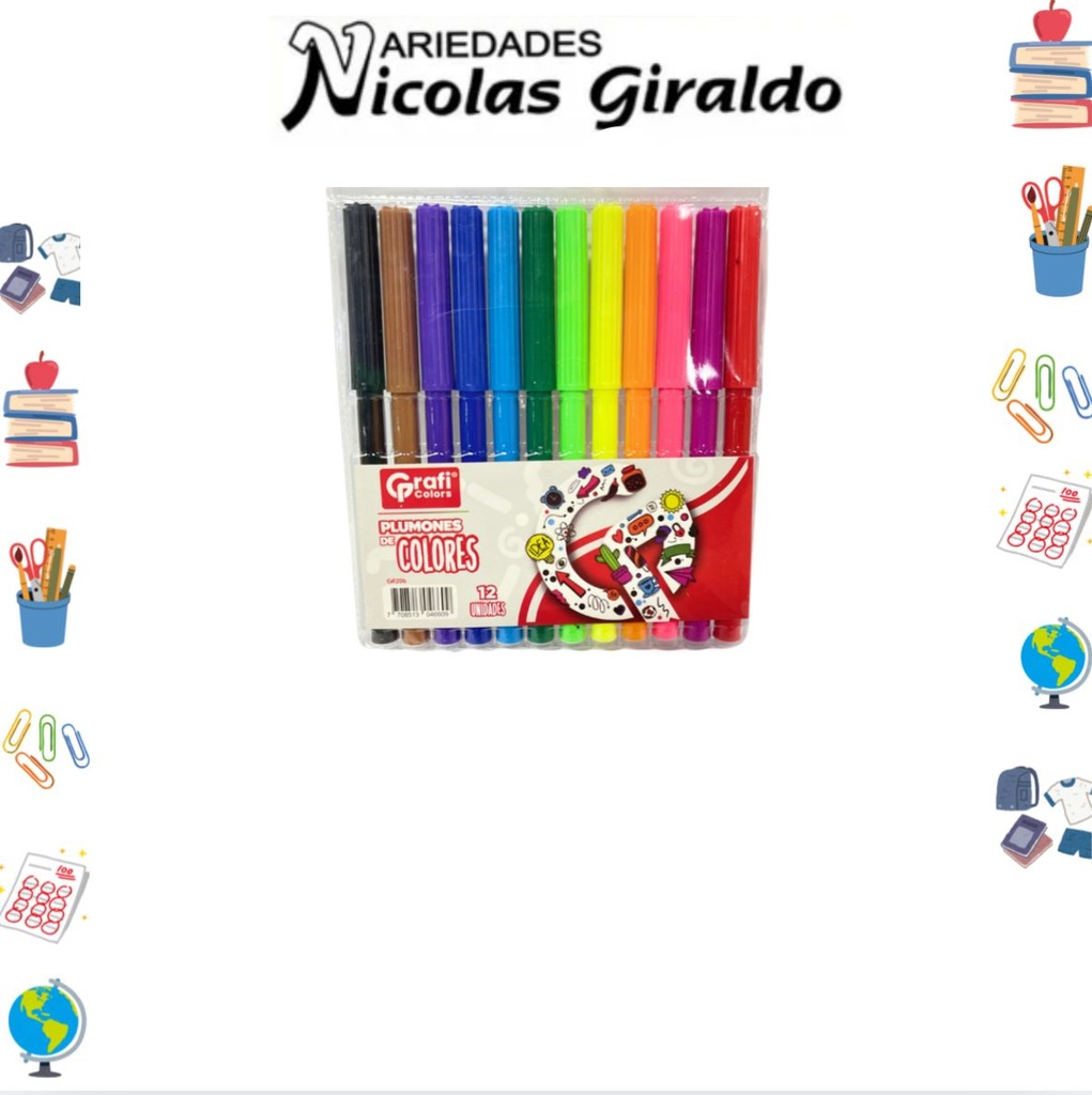 Marcador chino x12 graficolors 
