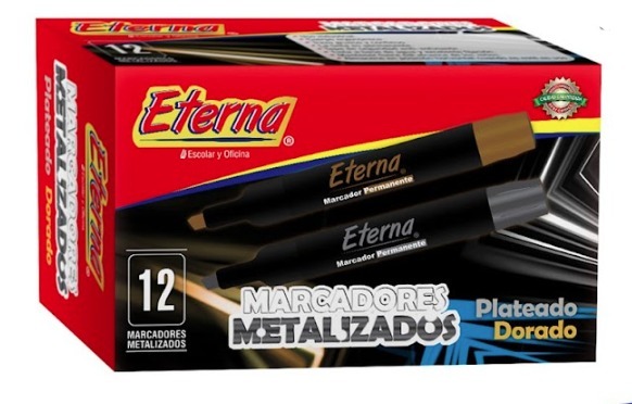 Marcador metal dorado-Plata caja x12 eterna