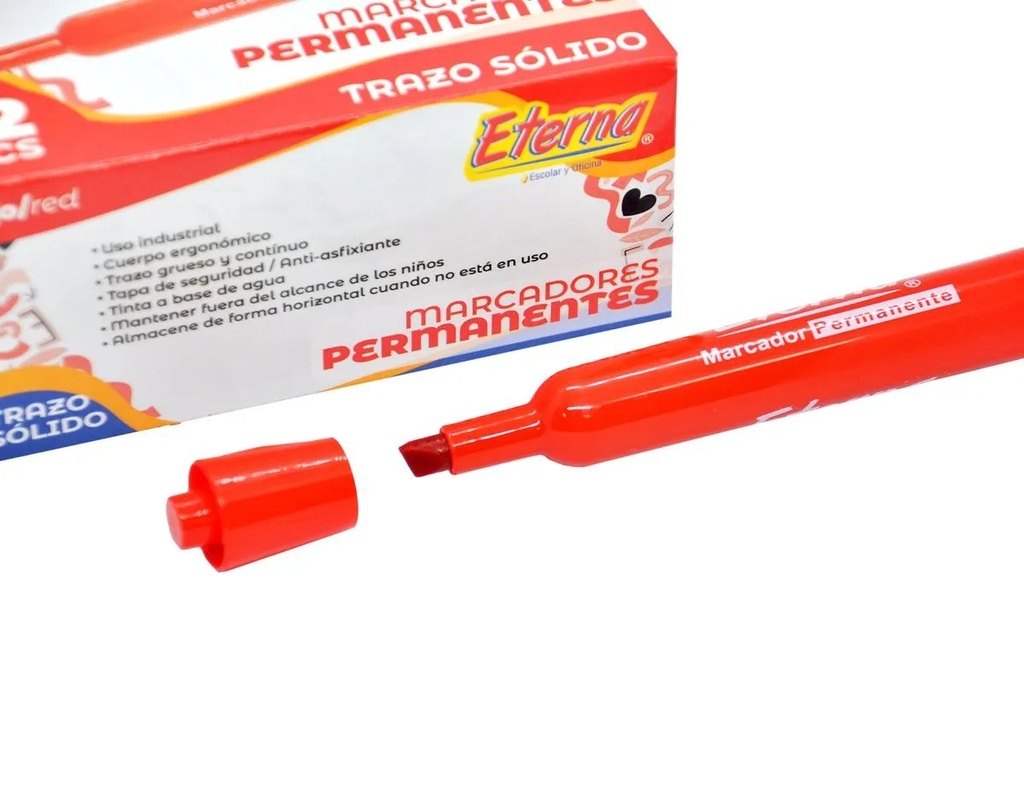Marcador permanente rojo caja x12 eterna 