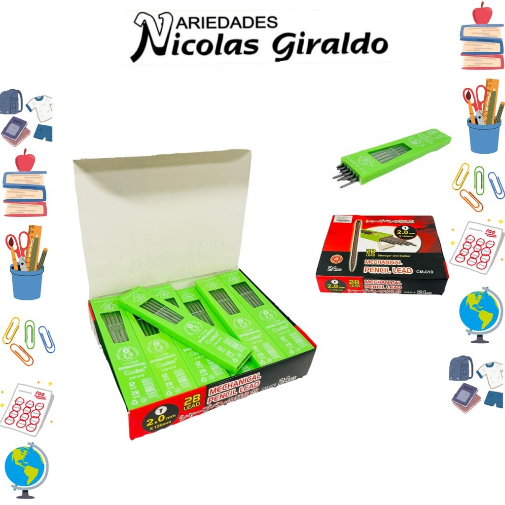 Mina de lapiz 2mm caja x24