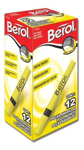 Resaltador berol grueso amarillo caja x12 (UND $1.200)