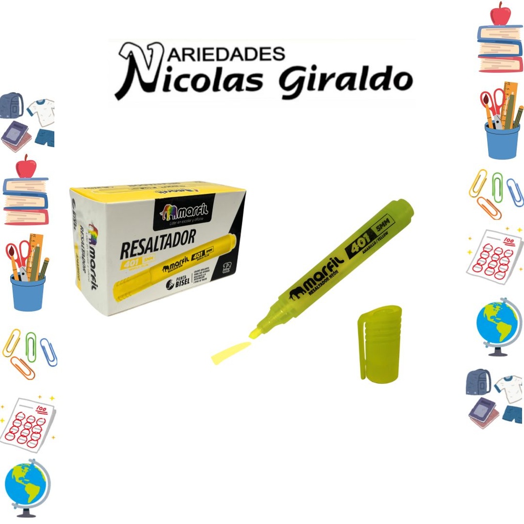 Resaltador marfil amarillo caja x12 