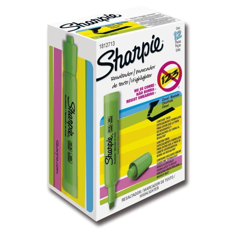 Resaltador sharpie tank verde caja x12