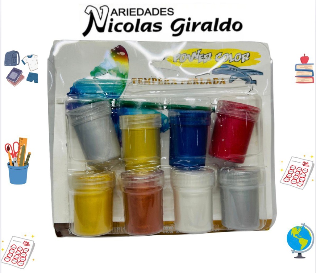 Tempera perlada carton x8