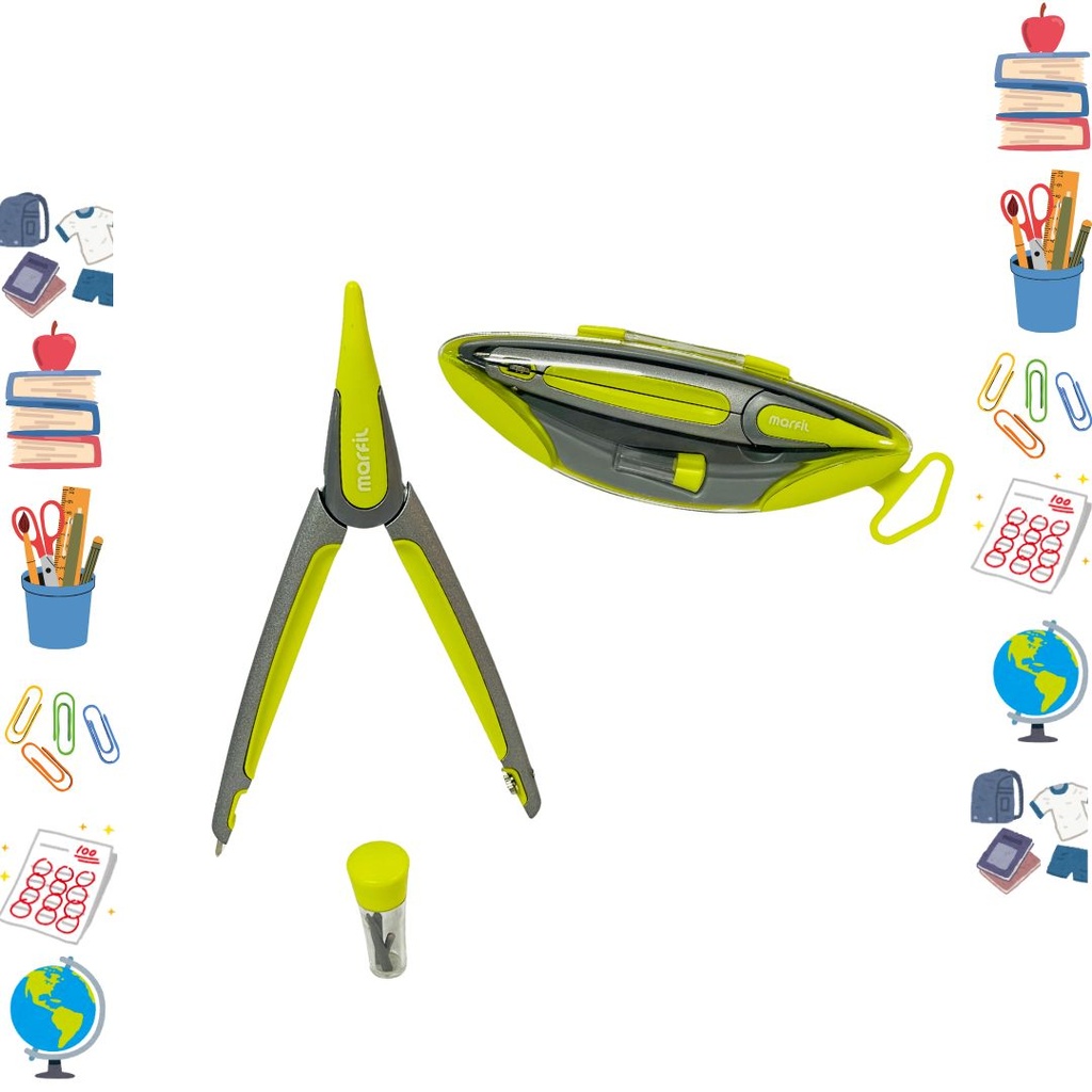 compas estuche triangular marfil