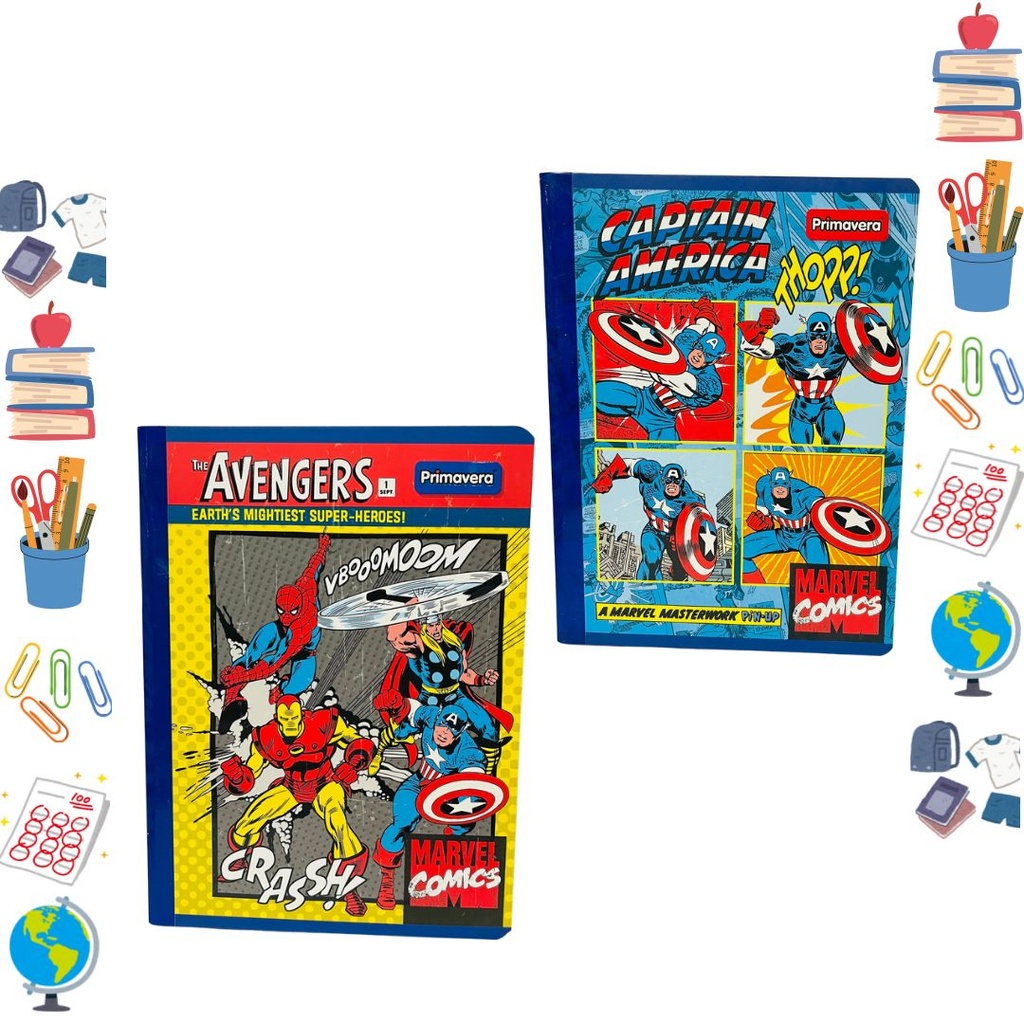 Cuaderno cosido prim. marvel 100h rayas