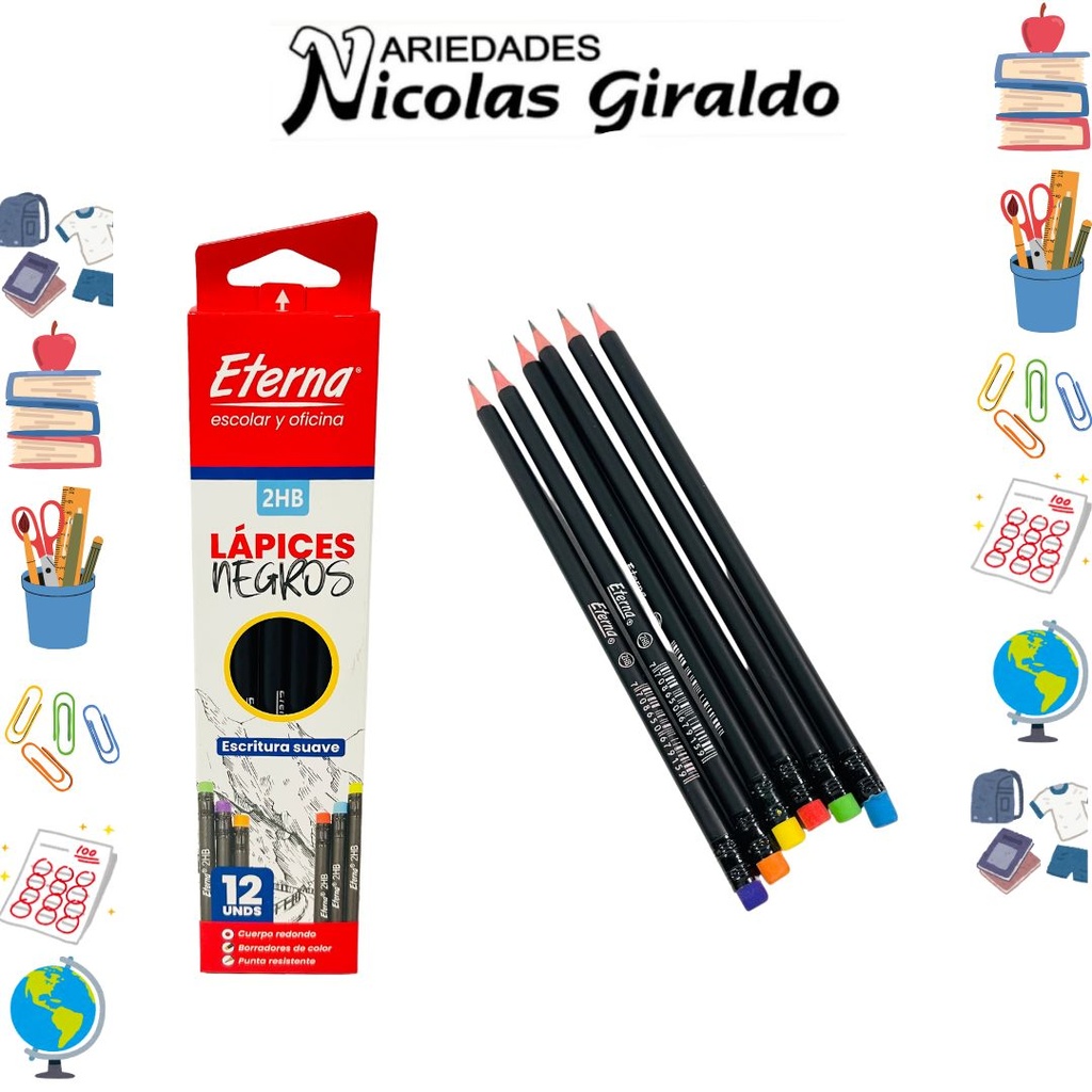 Lapiz eterna hb negro x12  