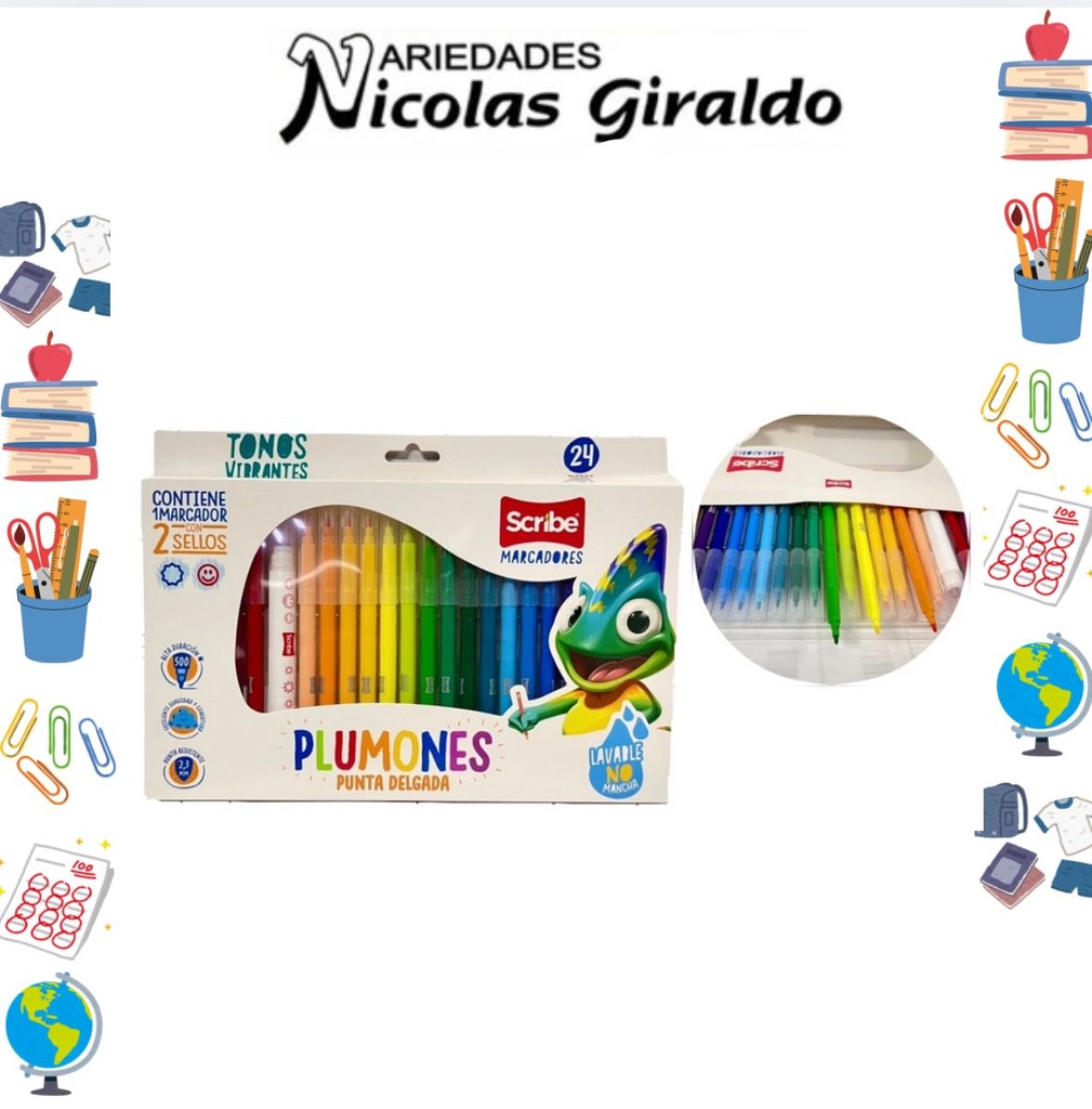 Plumones scribe x24 piezas (304998)