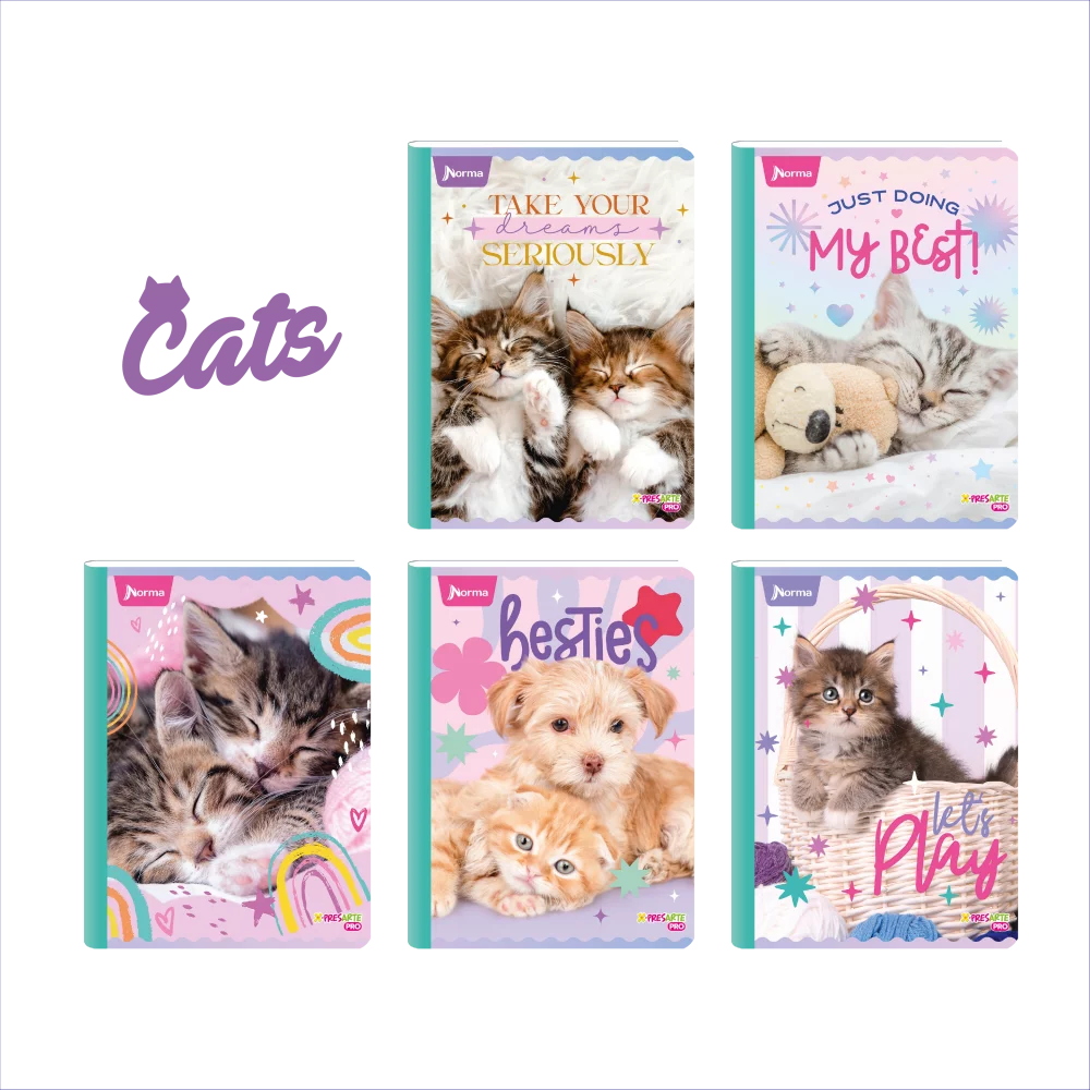 Cuad xpresarte cosido licencia cats (gatos)100H rayas 