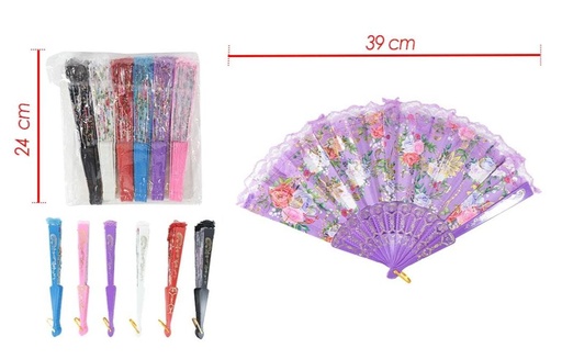 [PT24312] Abanico plastico colores paquete x12 