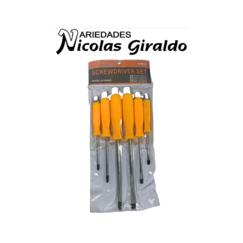 [PTQ1728] Destornillador fino grande estuche x6