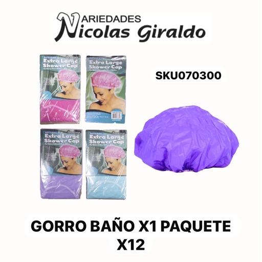 [SKU070300] @ (CX-618) Gorro baño x1 paquete x12 f. entero