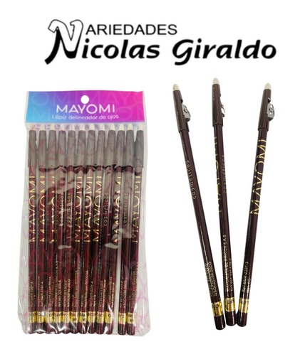 [BMR-2207-2] Lapiz ojos sencillo cafe oscuro x12 unidades 