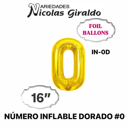 [DF-013] @(YN-340) Numero inflable dorado #0 