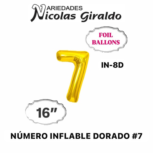 [DF-013]  Numero inflable dorado #7