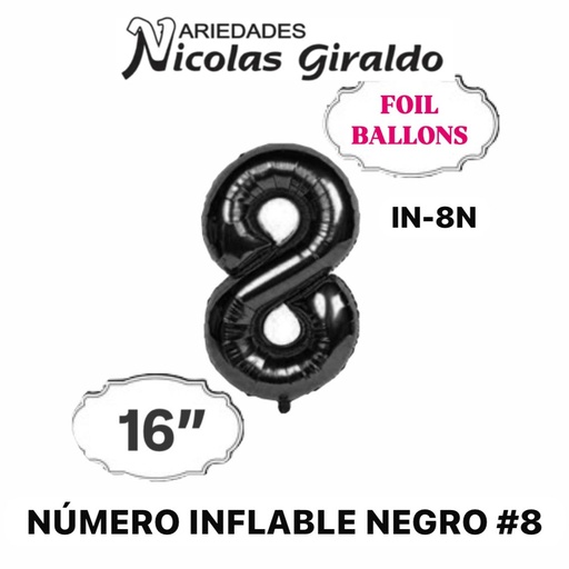 [DF-013] @(1404P)Numero inflable negro #8