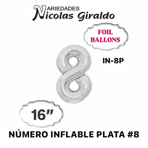 [DF-013] @(1404P) Numero inflable plata #8