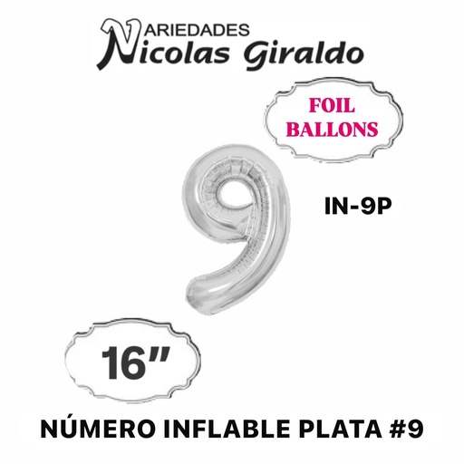 [DF-013] @(1404P) Numero inflable plata #9