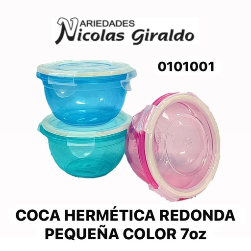 [0101001] Coca hermetica redonda pequeña color 7oz