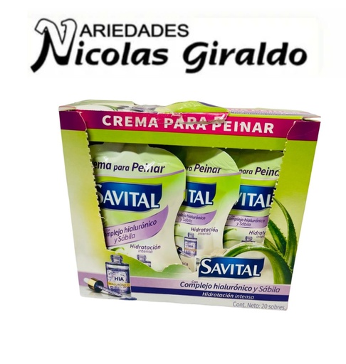 [69782408] Crema peinar savital sobre caja x20