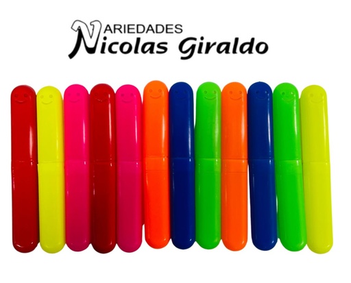 [BC-08] Porta cepillo tubo pequeño cara feliz x12